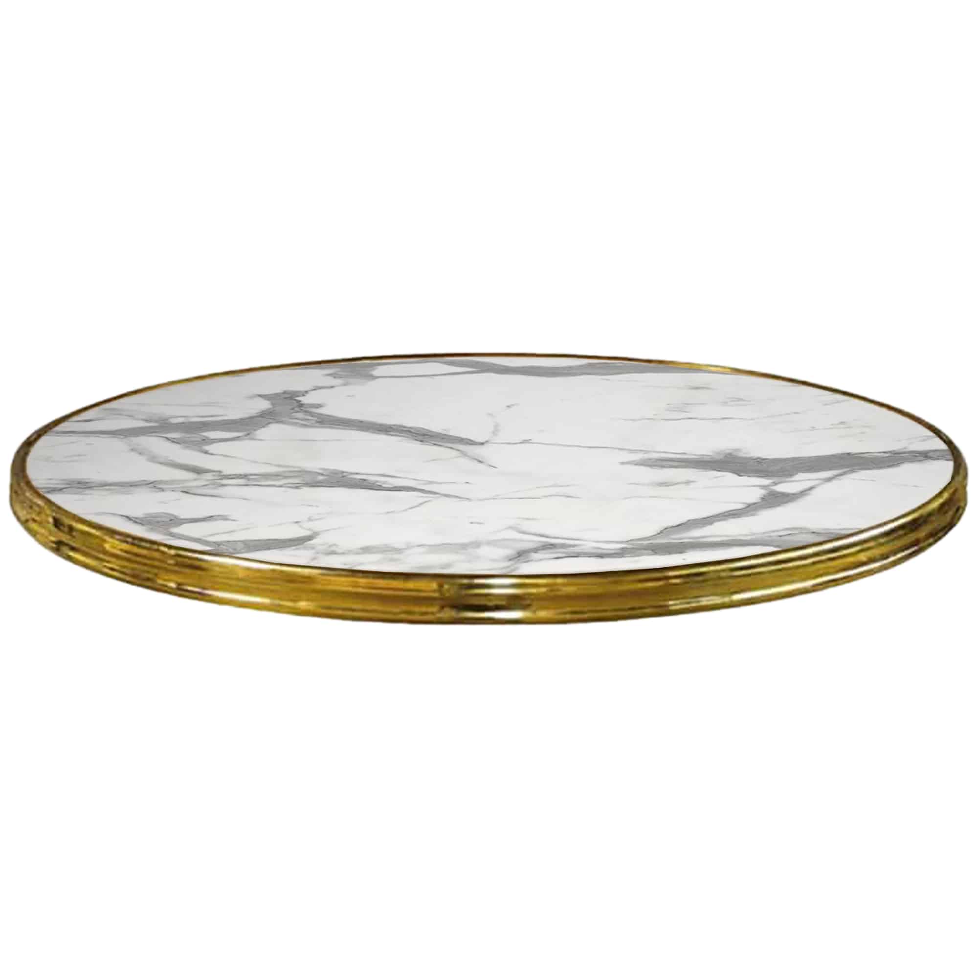 Tafelblad White Marble met messing rand