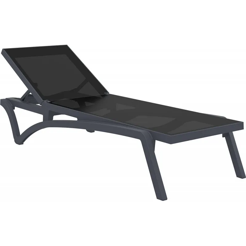 sunlounger-pacific dark grey Ligbed Pacific Sunlounger Dark Grey