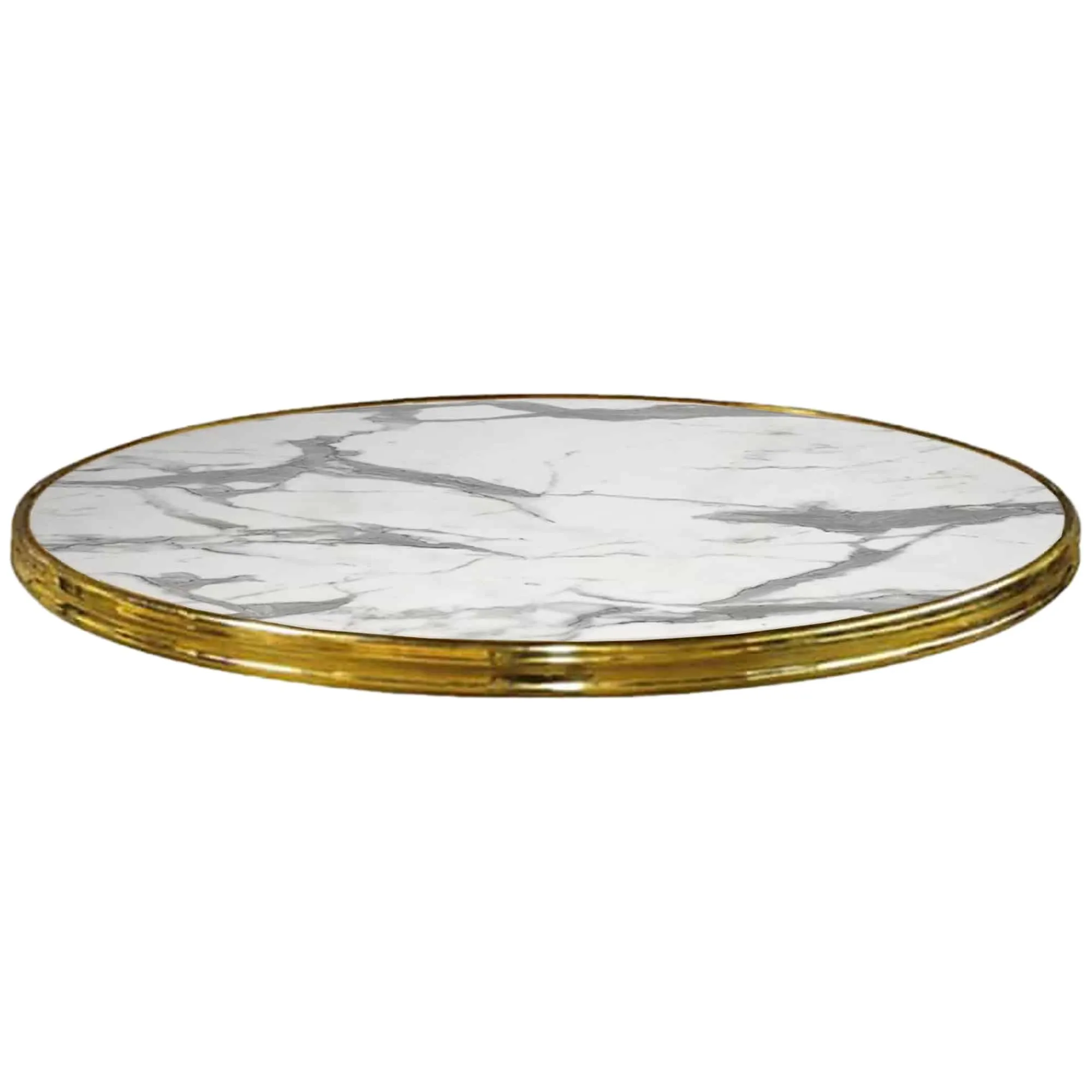 Home Tafelblad White Marble met messing rand - Home