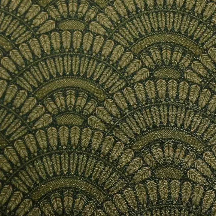 18097 Feather fan dark green Stoel Richmond goudbruin met print