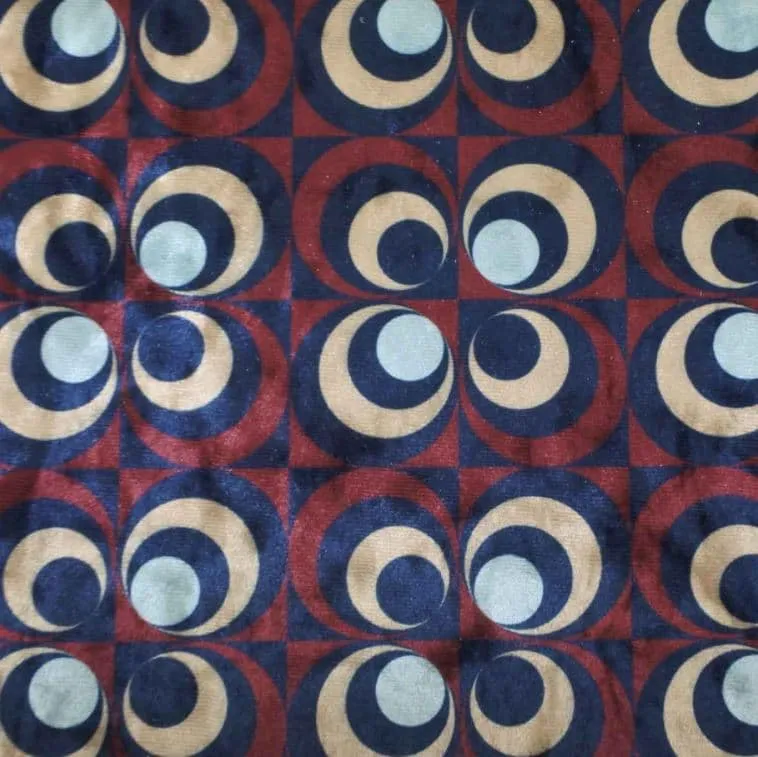 Seventies 5030 Royal blue Stoel Richmond goudbruin met print