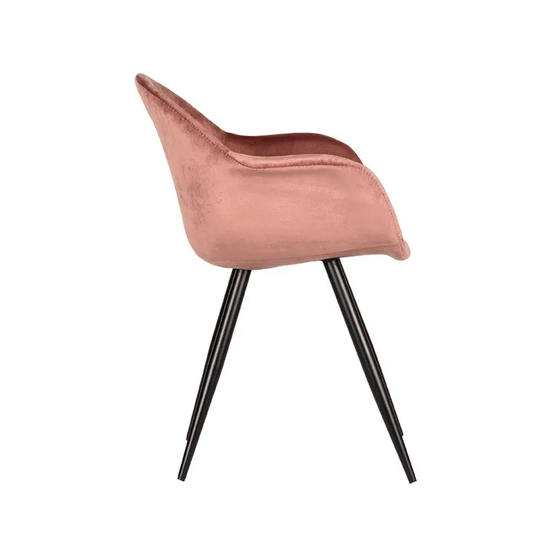 Floris-velvet-oud roze zijkant Stoel Floris Velvet oud roze