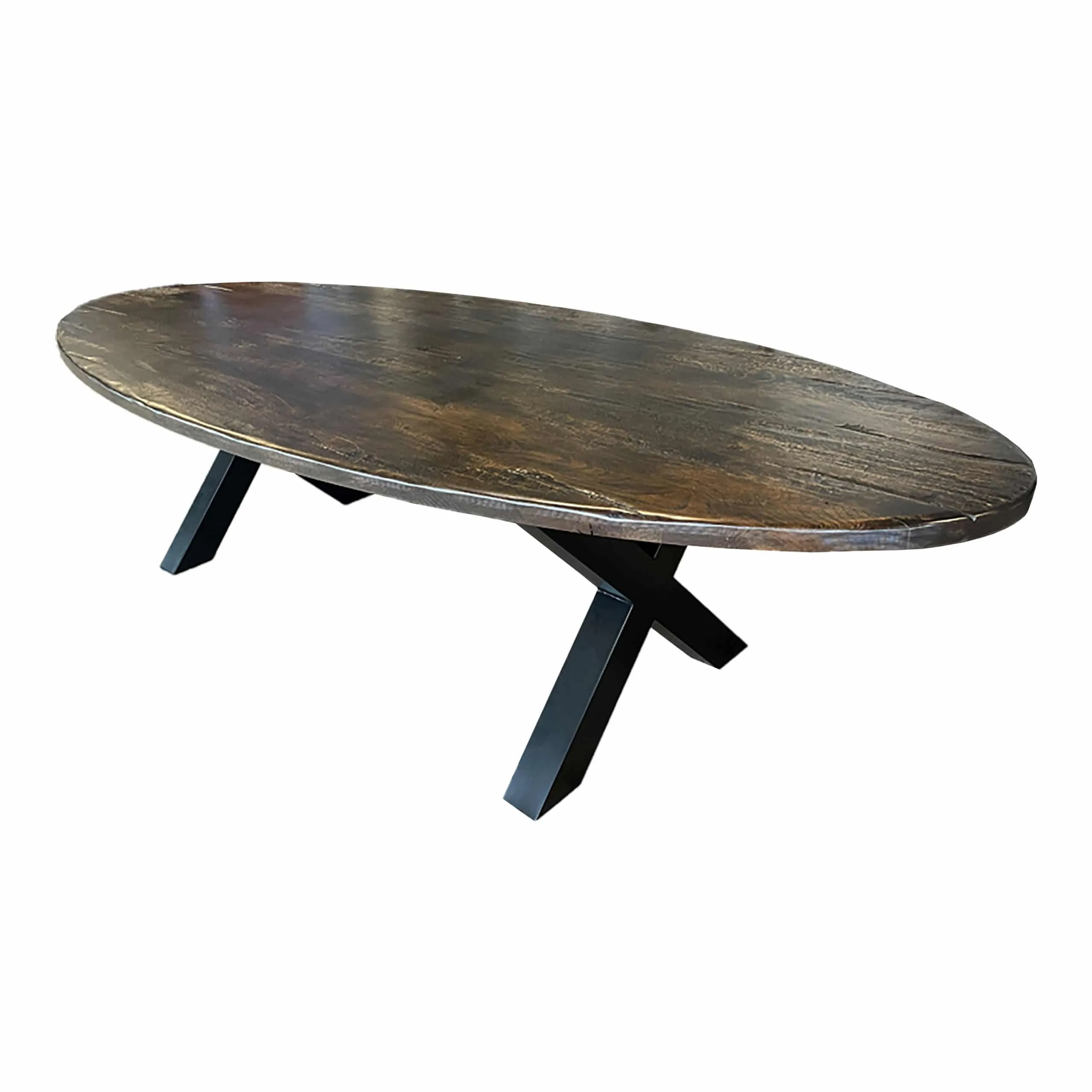 tafelblad Eiken antiek ellips x-poot Tafel Eiken Antiek Ellips
