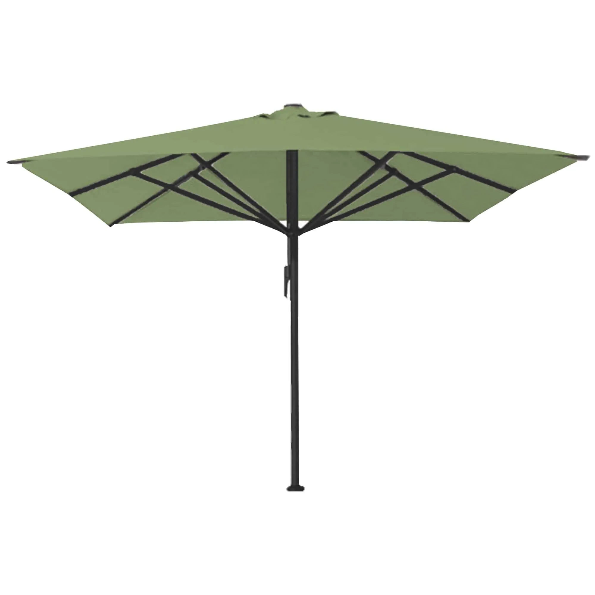 Bella olijfgroen met zwart frame Parasol Bella 400×400 olijfgroen met zwart frame