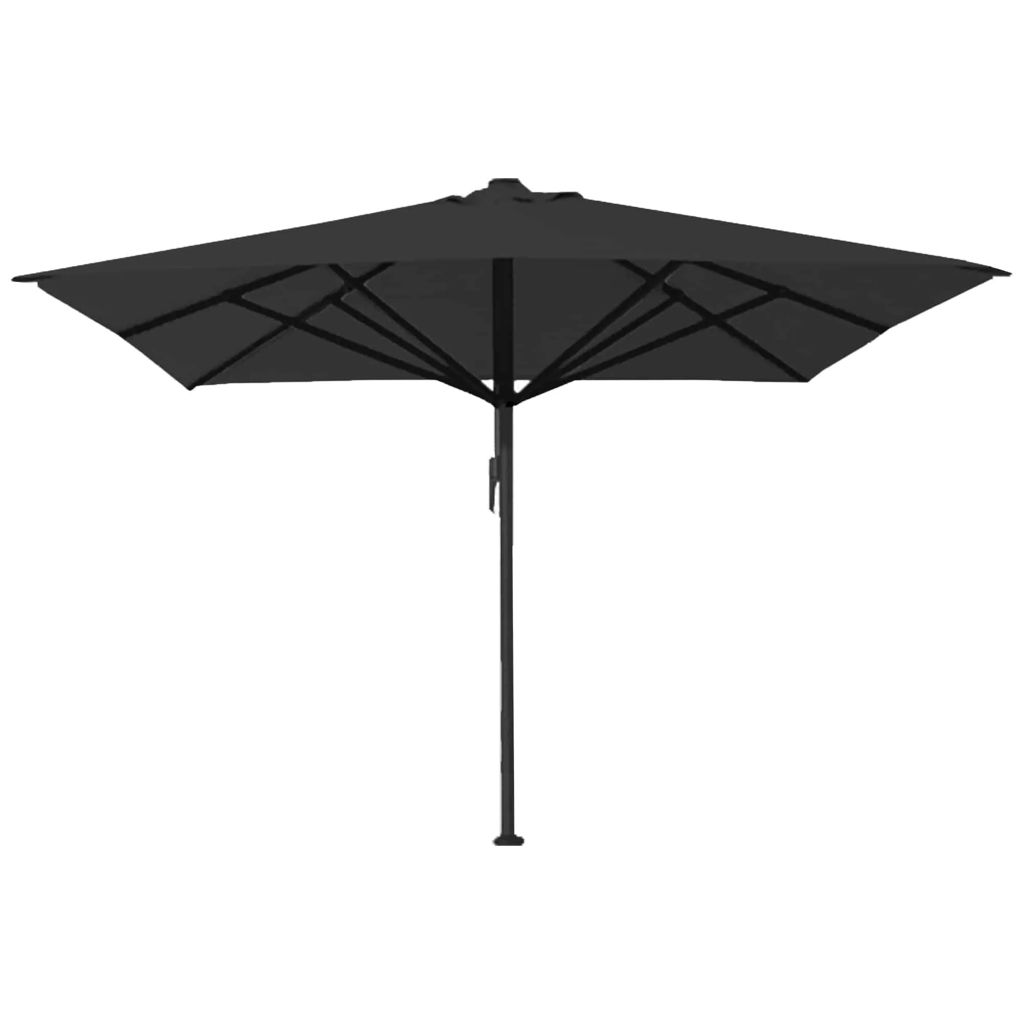 Bella zwart met zwart frame Parasol Bella 400×400 zwart met zwart frame