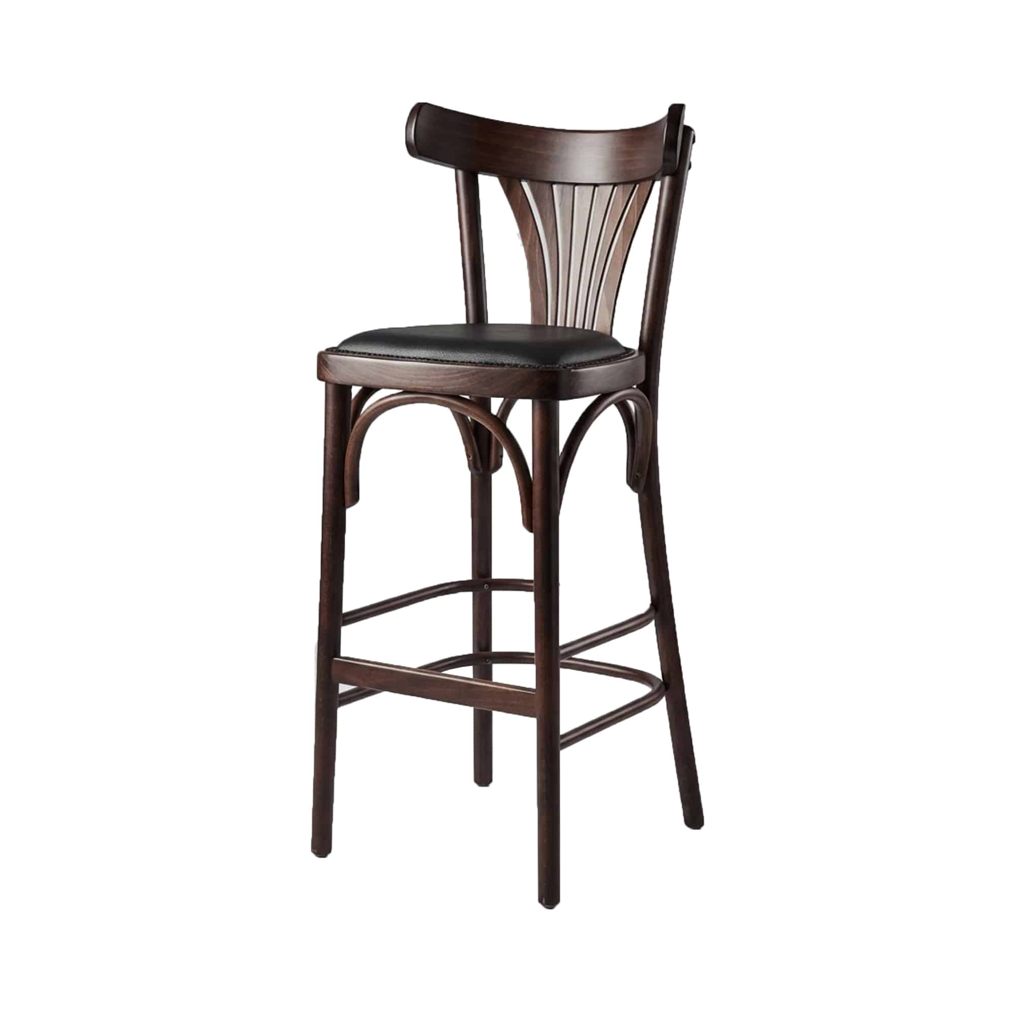 Barkruk A-130 walnut met zwarte zitting