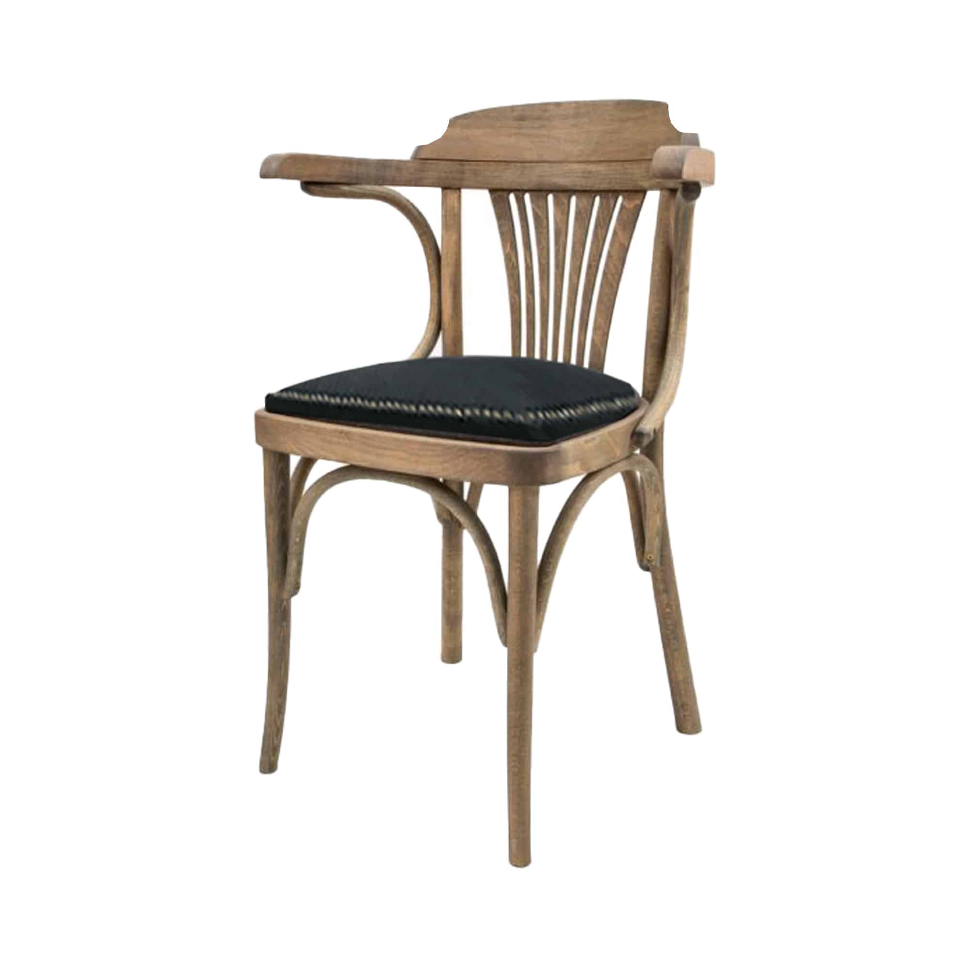 Stoel A-024 antiek met zwarte zitting