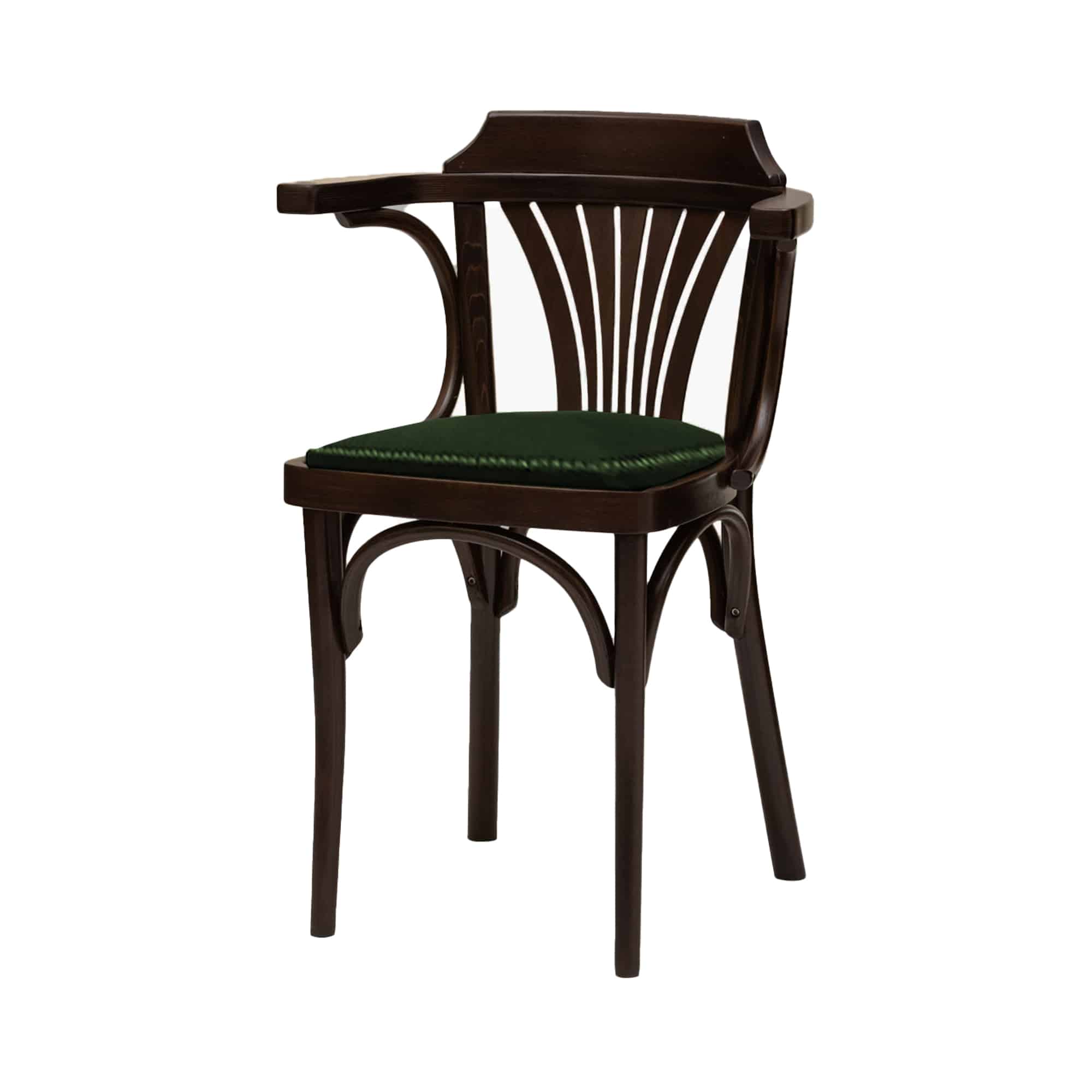 Stoel A-024 noten met groene zitting
