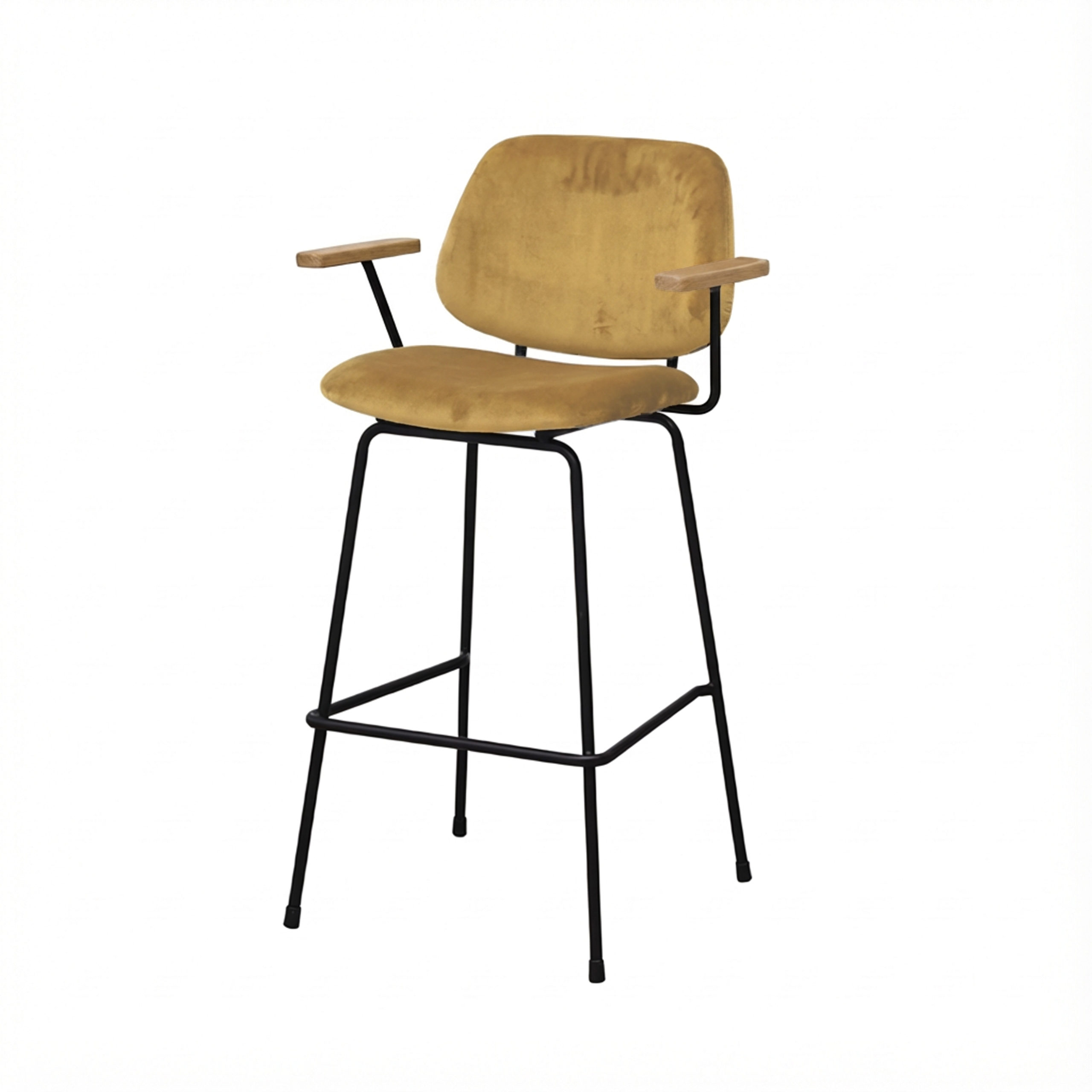 Barkruk Sarah met armleuningen goudbruin Barkruk Sarah met arm velvet goudbruin