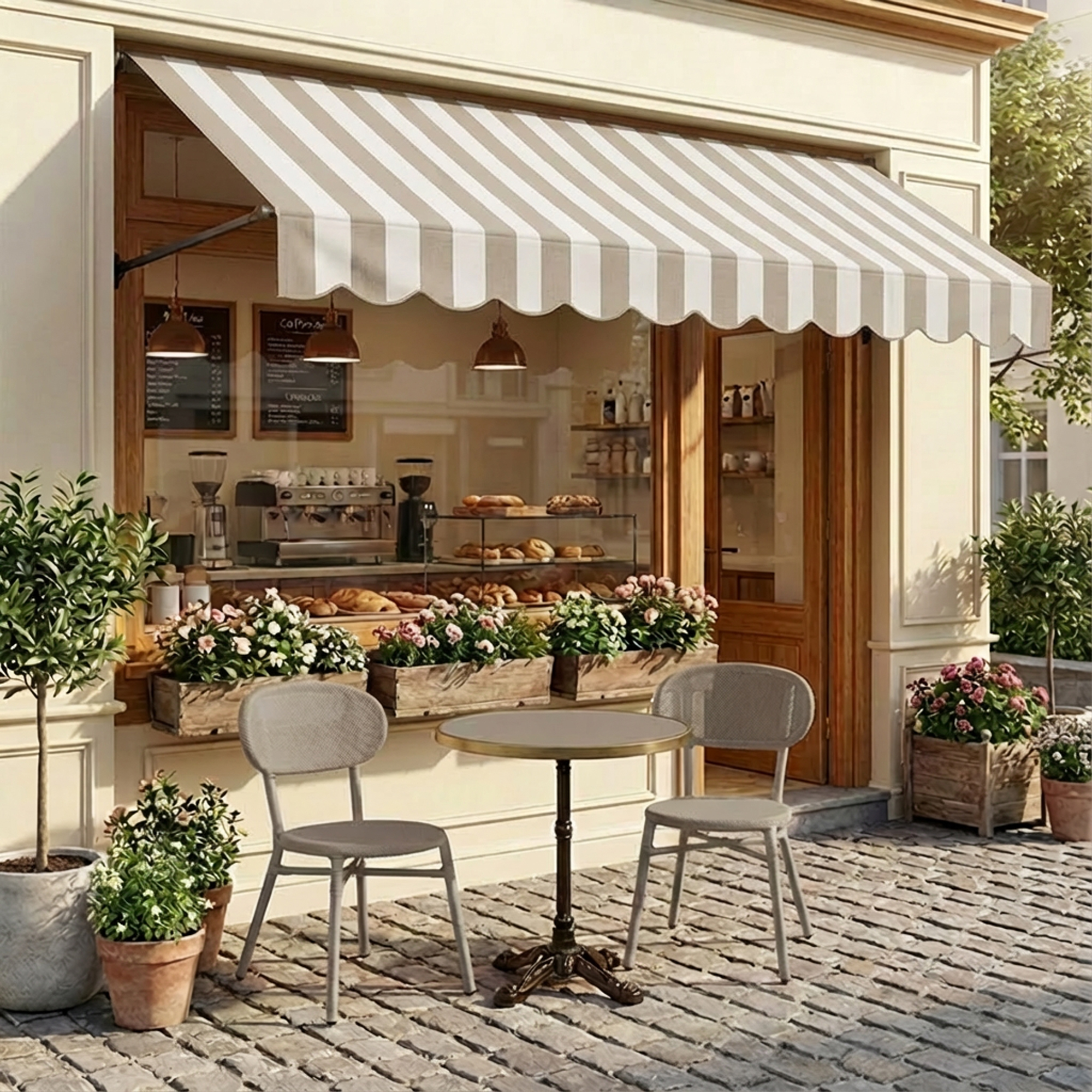 Ton sur Ton terras taupe Terrastafelblad Taupe met messing rand