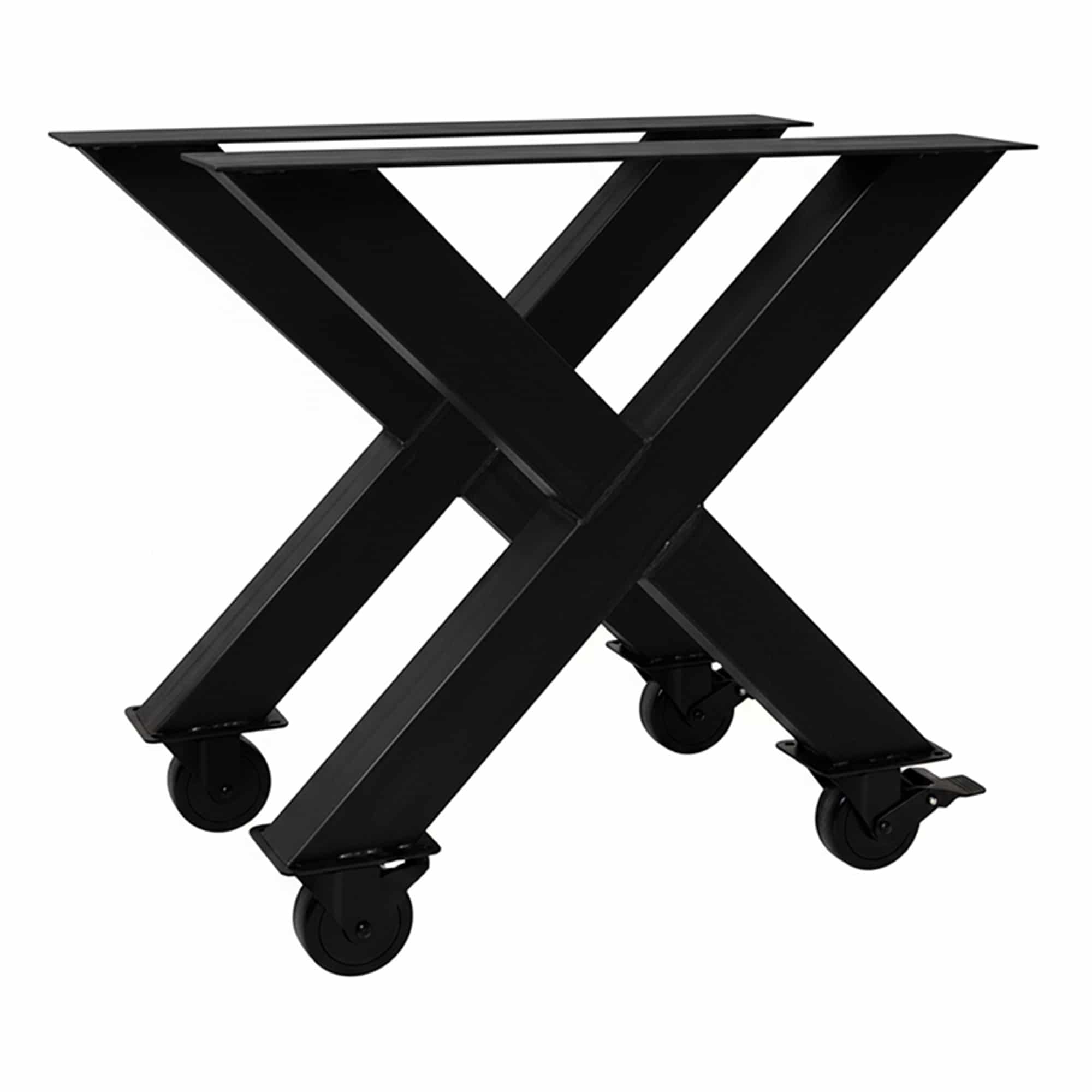 X-poten op wielen Stalen onderstel X-poot met wielen