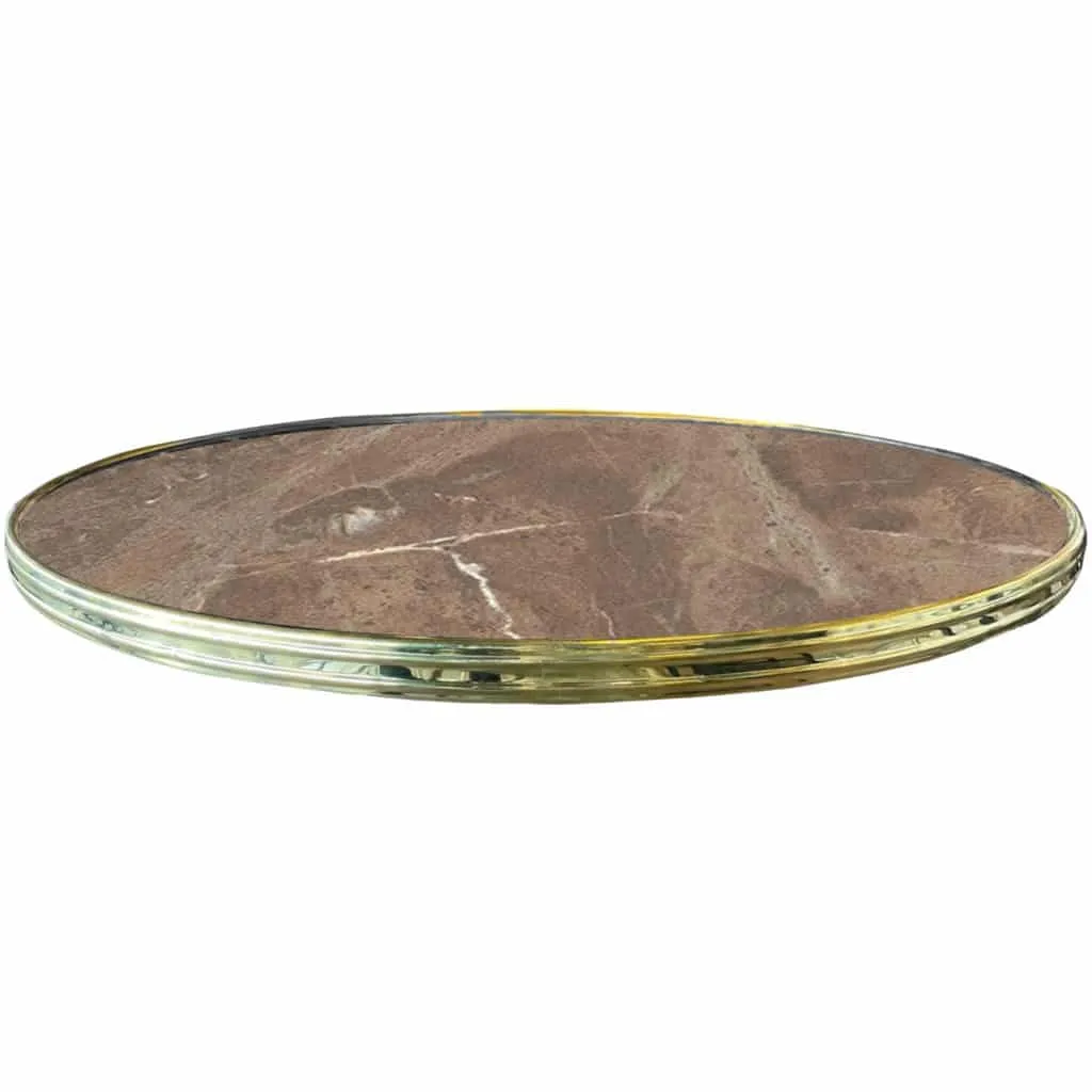 Terrastafelblad Topalit Utah Brown met messing rand