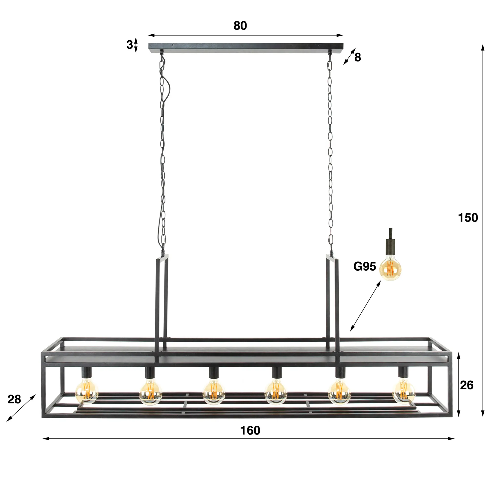 Decorate afmetingen Hanglamp Decorate
